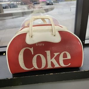 Vintage 80s coca cola coke gym Duffle bag patent leather handle broken